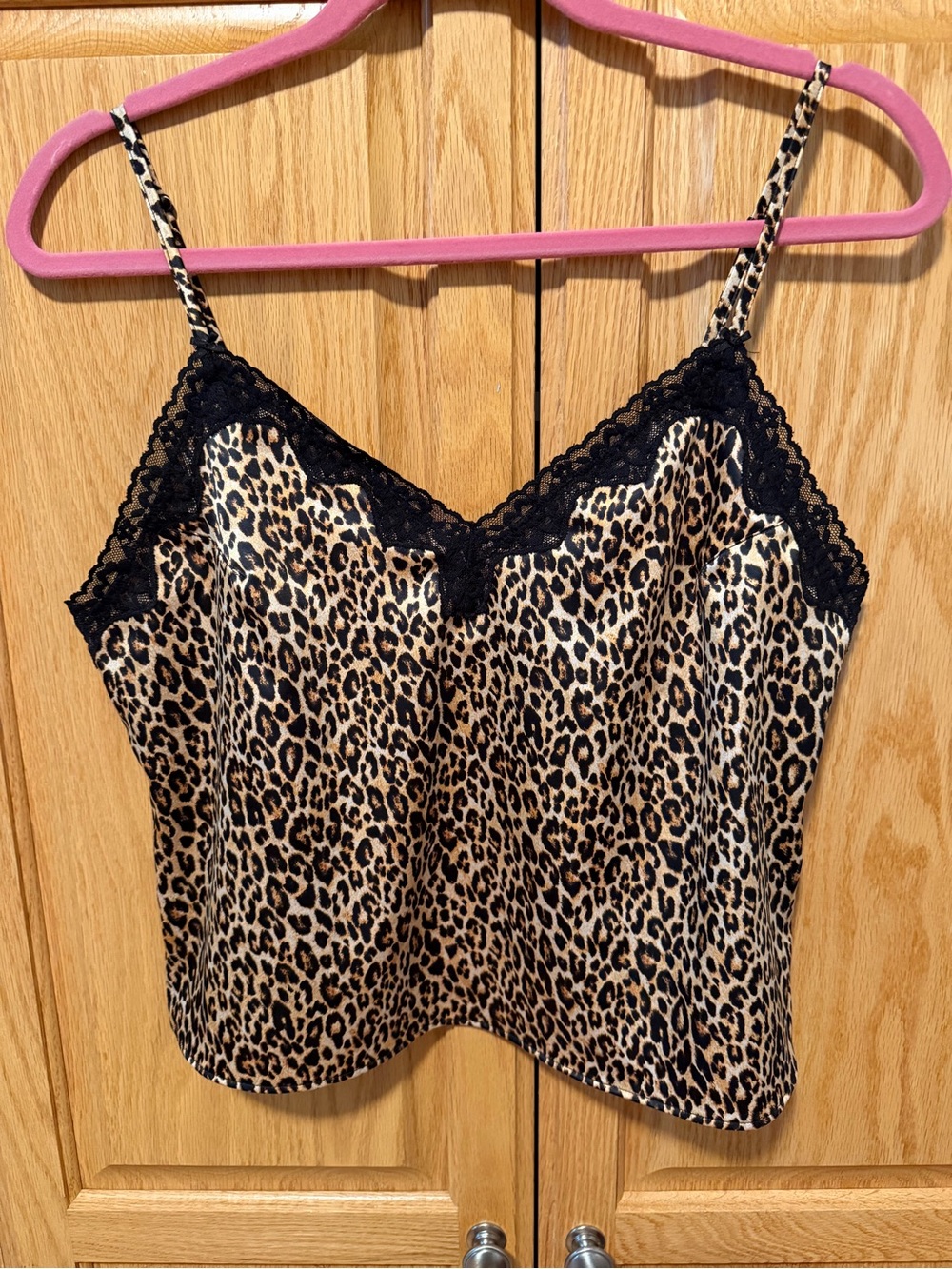 Victoria's Secret Leopard Lace Trim Satin Cami - Large